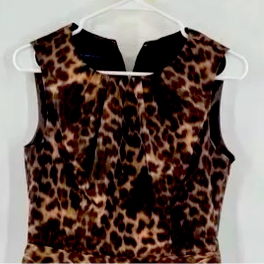 Anne Klein Leopard Animal Print Sleeveless Cocktail Career Dress - Picture 3 of 6